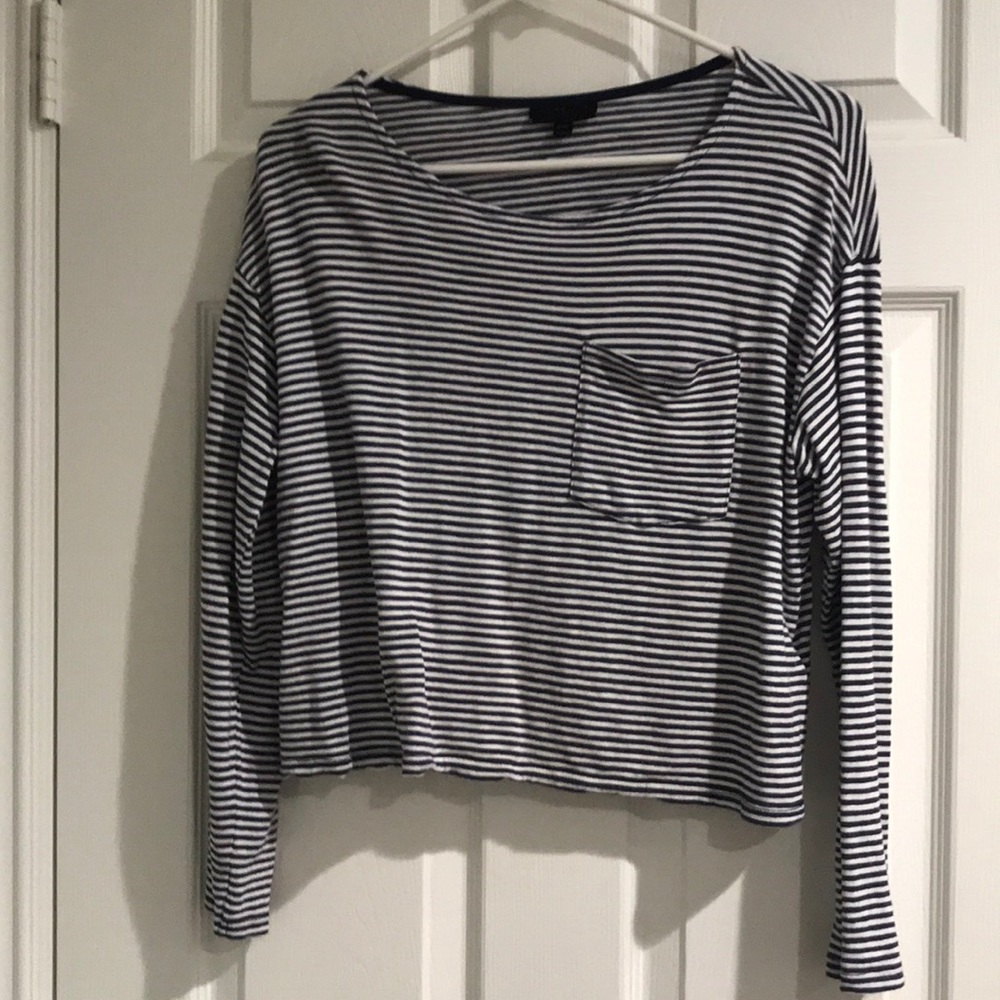 Striped Cropped Long Sleeve Shirt